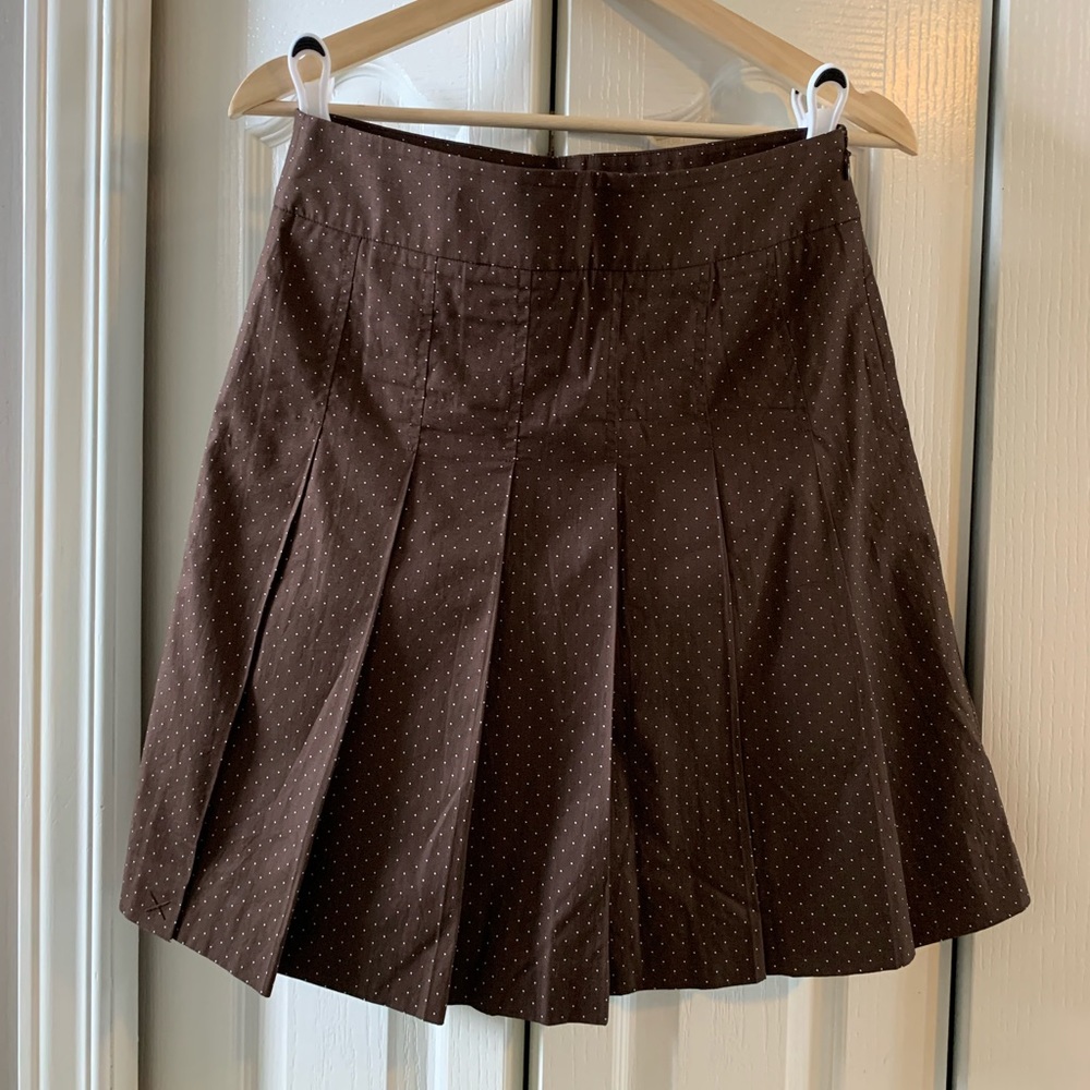 J. Crew Brown A-Line Pleated Skirt Knee-Length